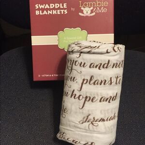 Lambie & Me Organic Muslin Scripture Bible Swaddle Jeremiah 29:11 47in x 47in